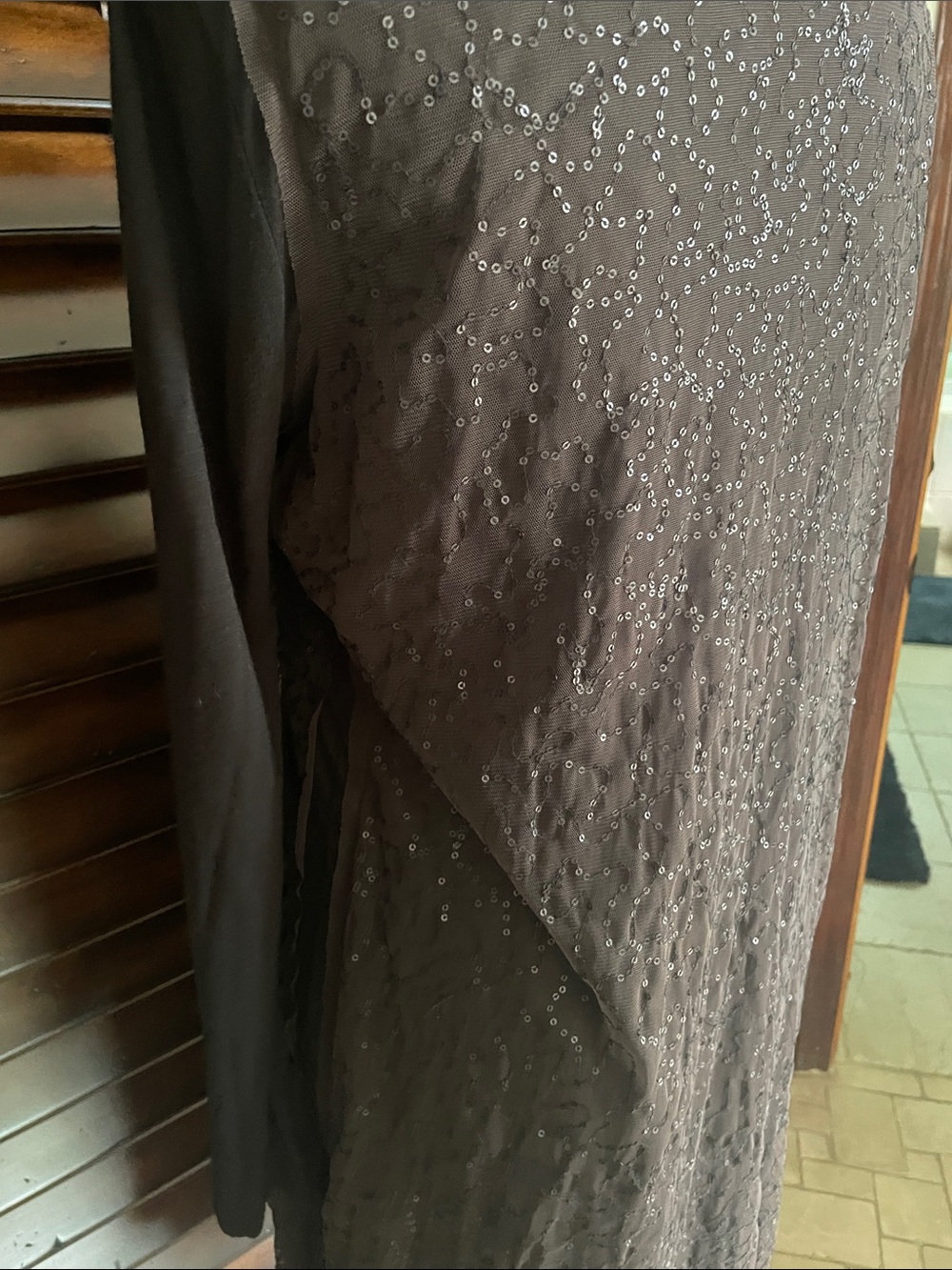 Chan Luu Made in India Sequin Mixed Media Duster Deep Purple Brown Large - Picture 11 of 13